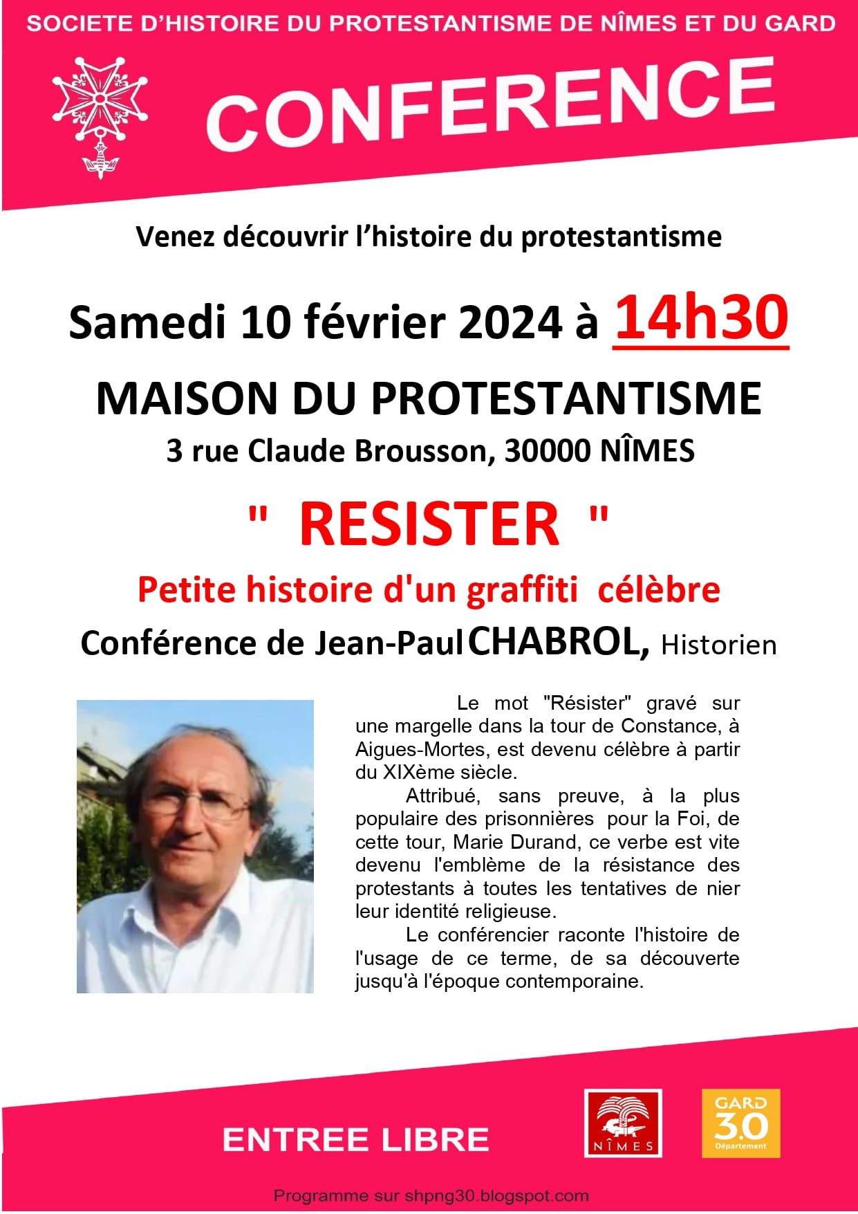 Gard Nimes Conférence protestantisme