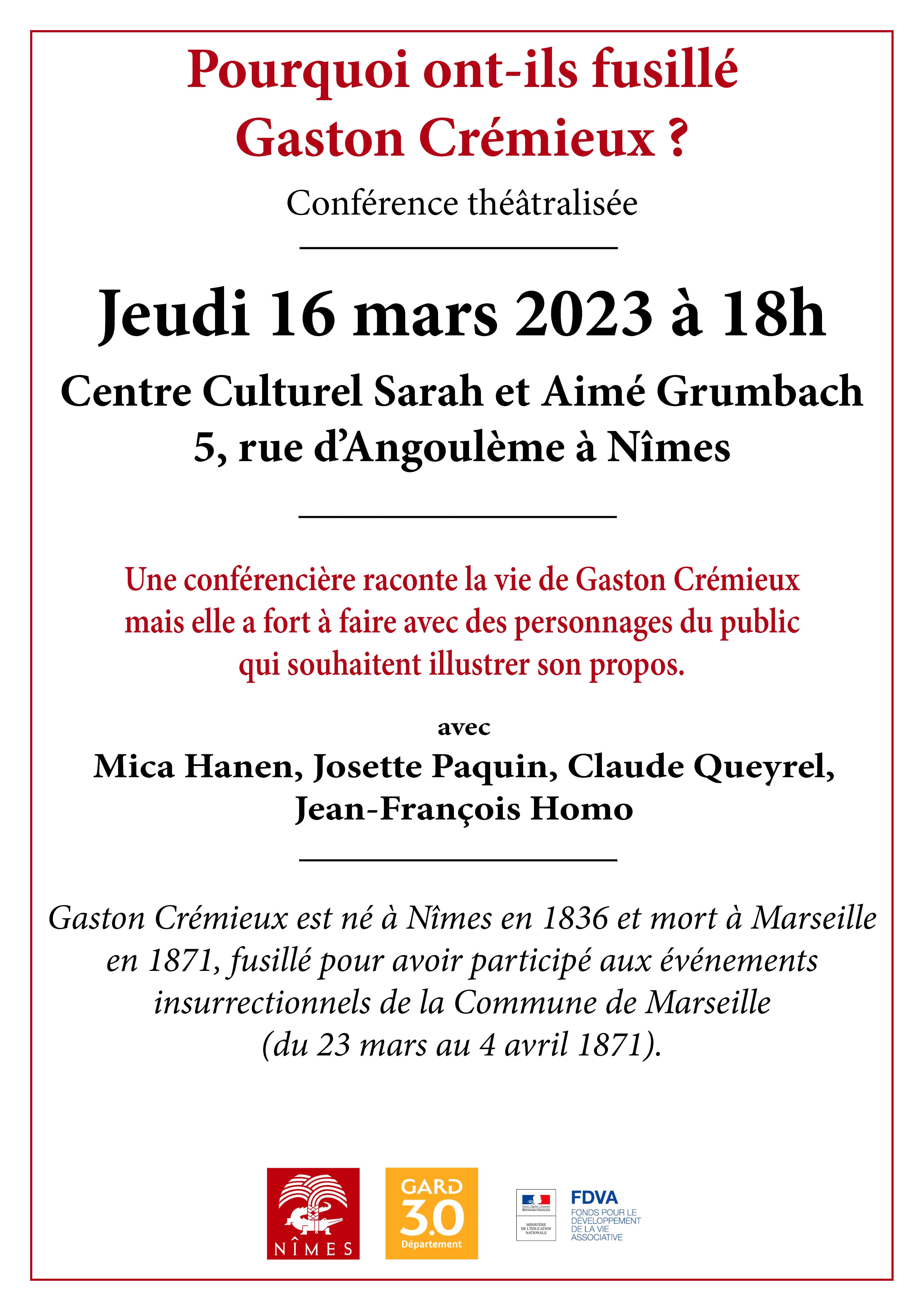 histoire_conférence_théâtre_gastoncrémieux_marseille_guerre_nimes_tué_leréveildumidi