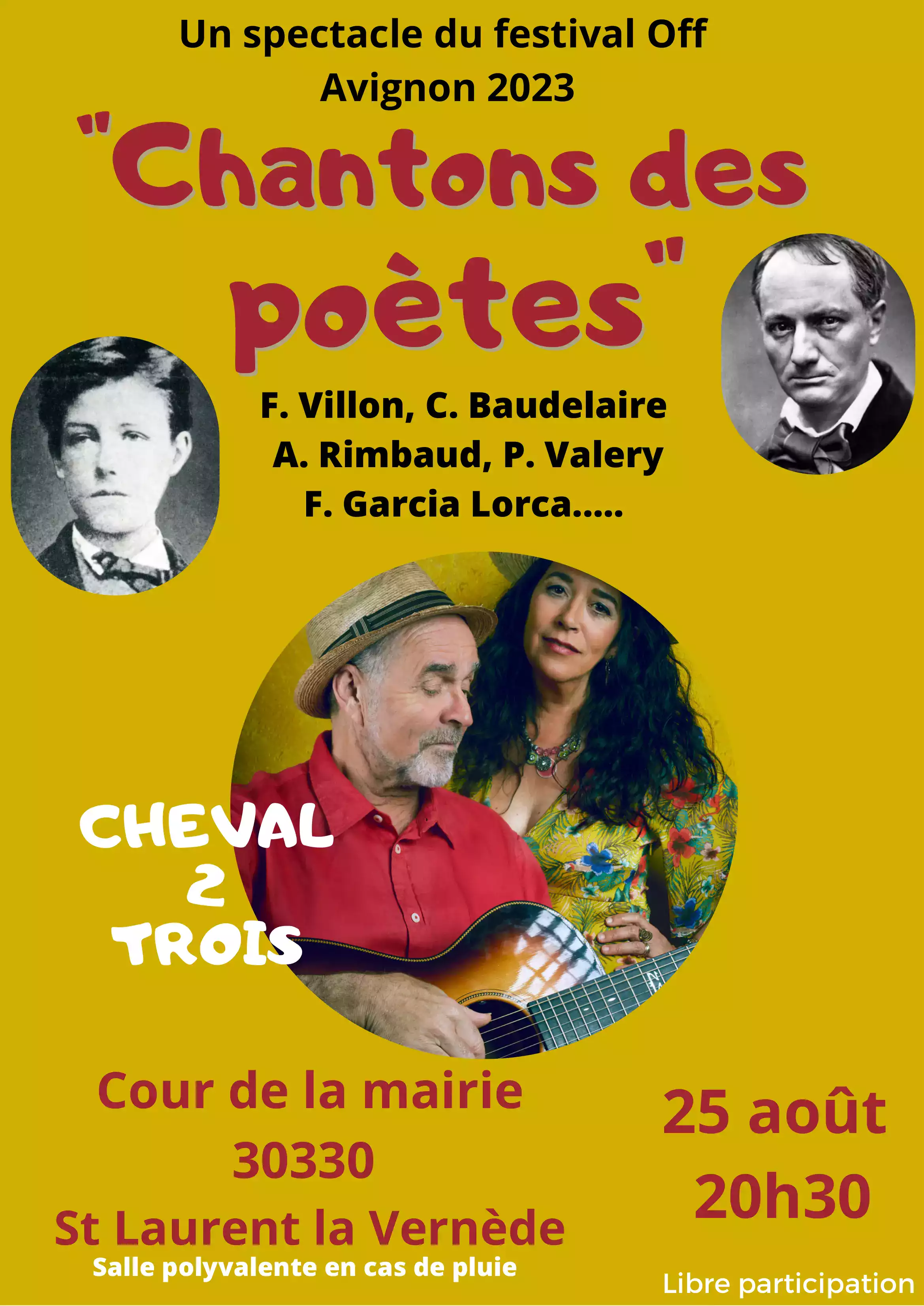 AFFICHE CHANTONS LES POETES ST Laurent-la-Vernède AOUT Gard