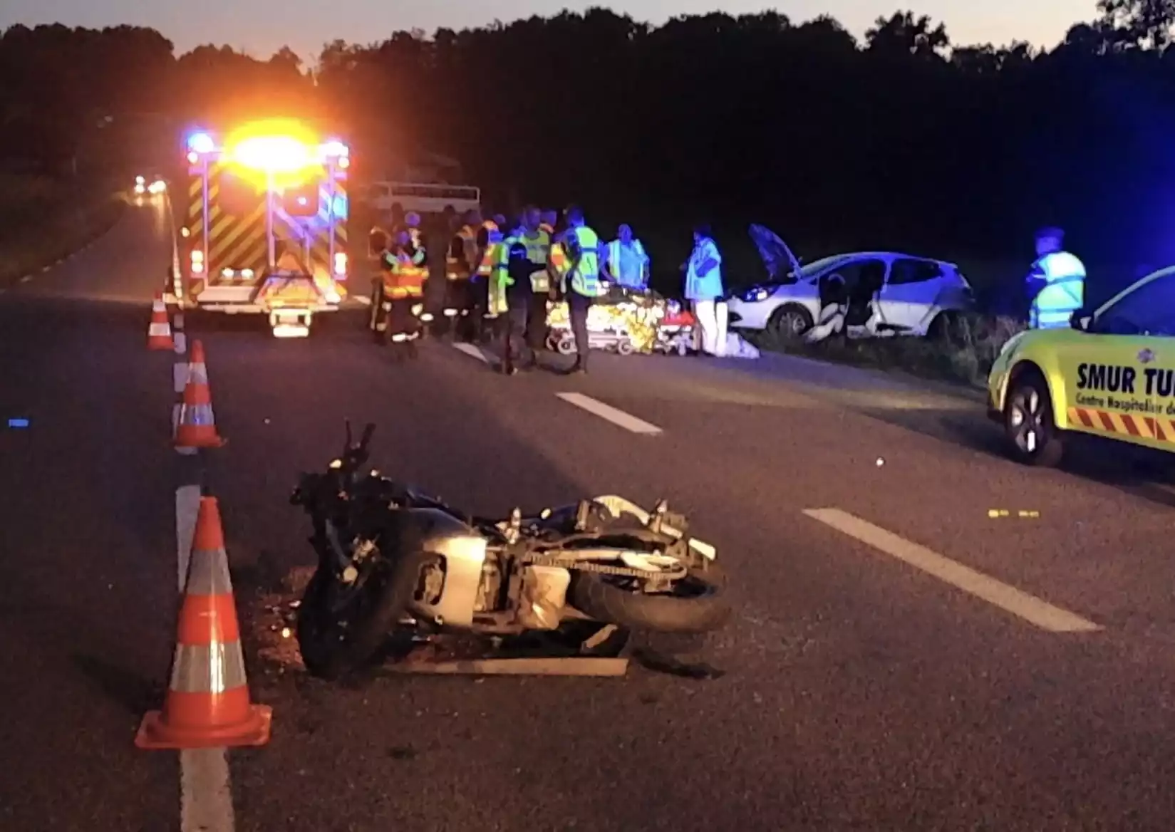 Fait divers accident motocycliste motard blessé forte cinétique circulation pompiers