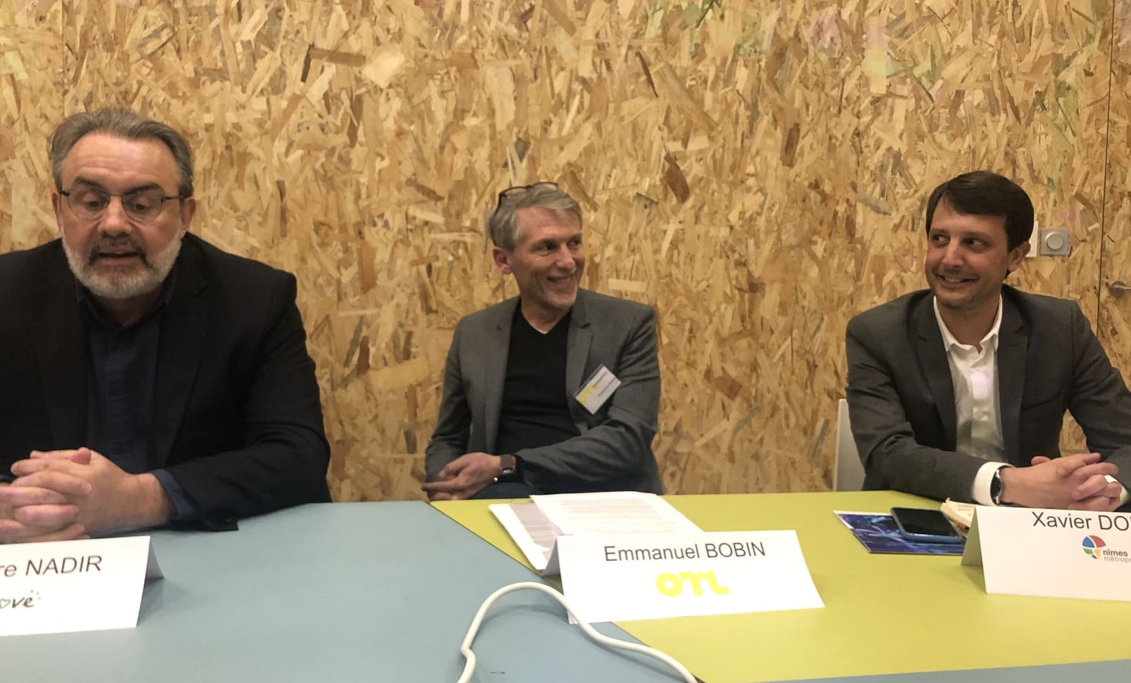 Jean Pierre Nadir aux côtés de Emmanuel Bobin, fondateur de l'Open Tourisme Lab, et Xavier Douais, conseiller communautaire à Nîmes métropole. Crédit photo : GG