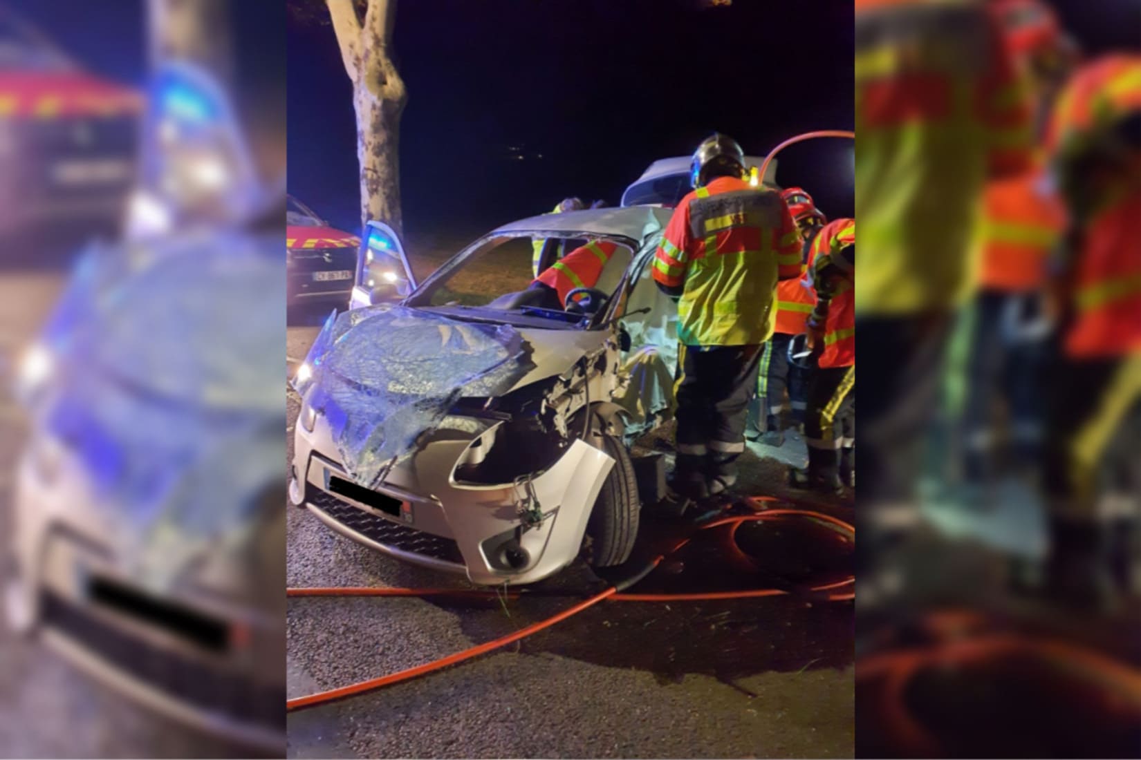 Fait divers accidet platane conducteur blessé