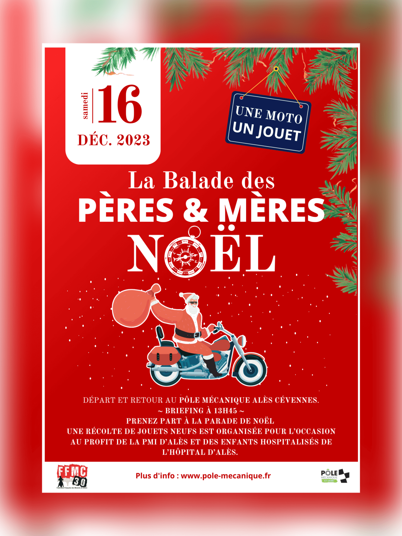 Alès : La balade solidaire des pères et mères Noël moto, course, actes, solidaire