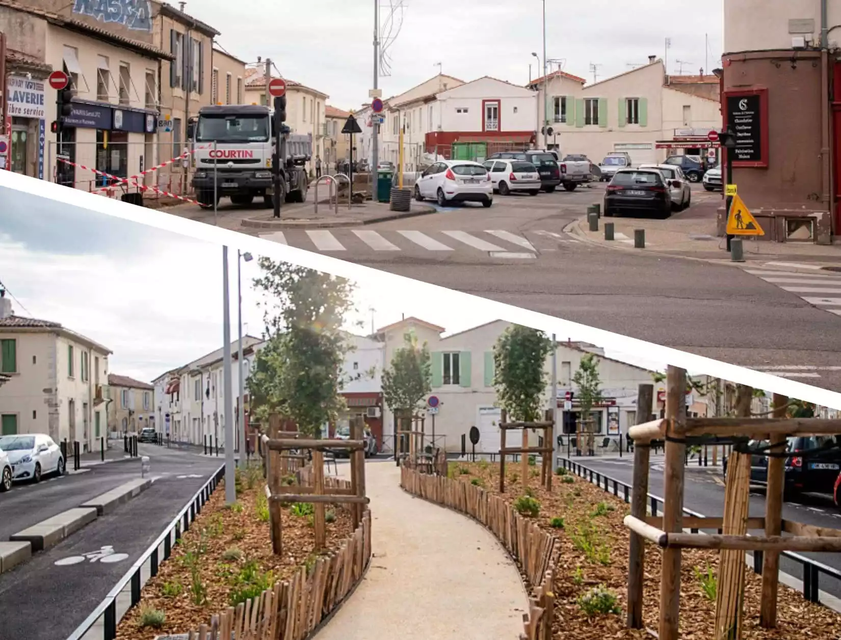 aire dussaud amenagement travaux chantier piste cyclable nimes deplacements doux