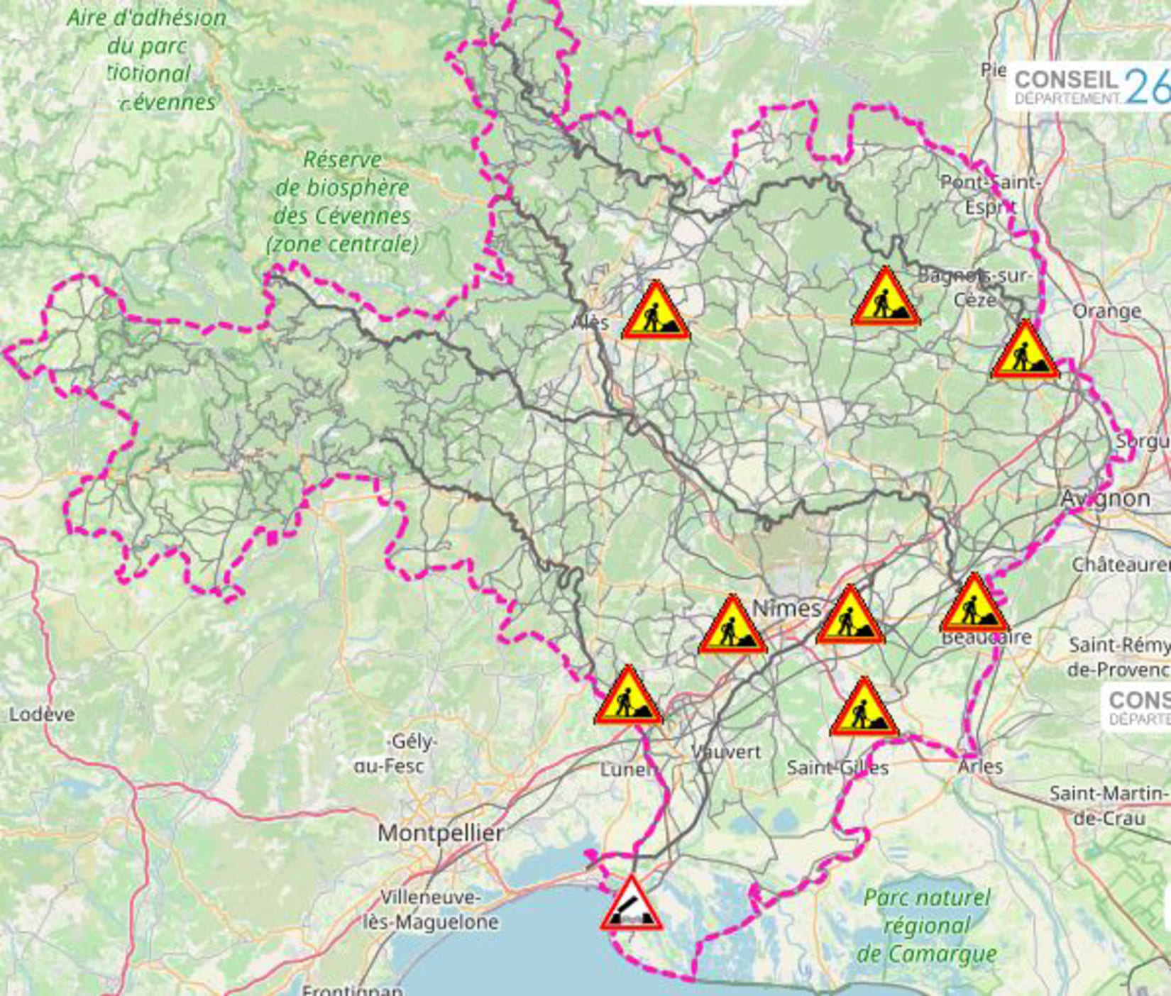 travaux route conseil départemental Conqueyrac